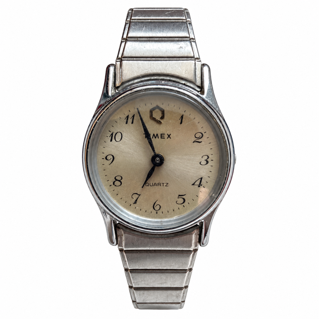 Vintage Timex Champagne Dial Expansion Band Quartz Watch - Requires a Battery