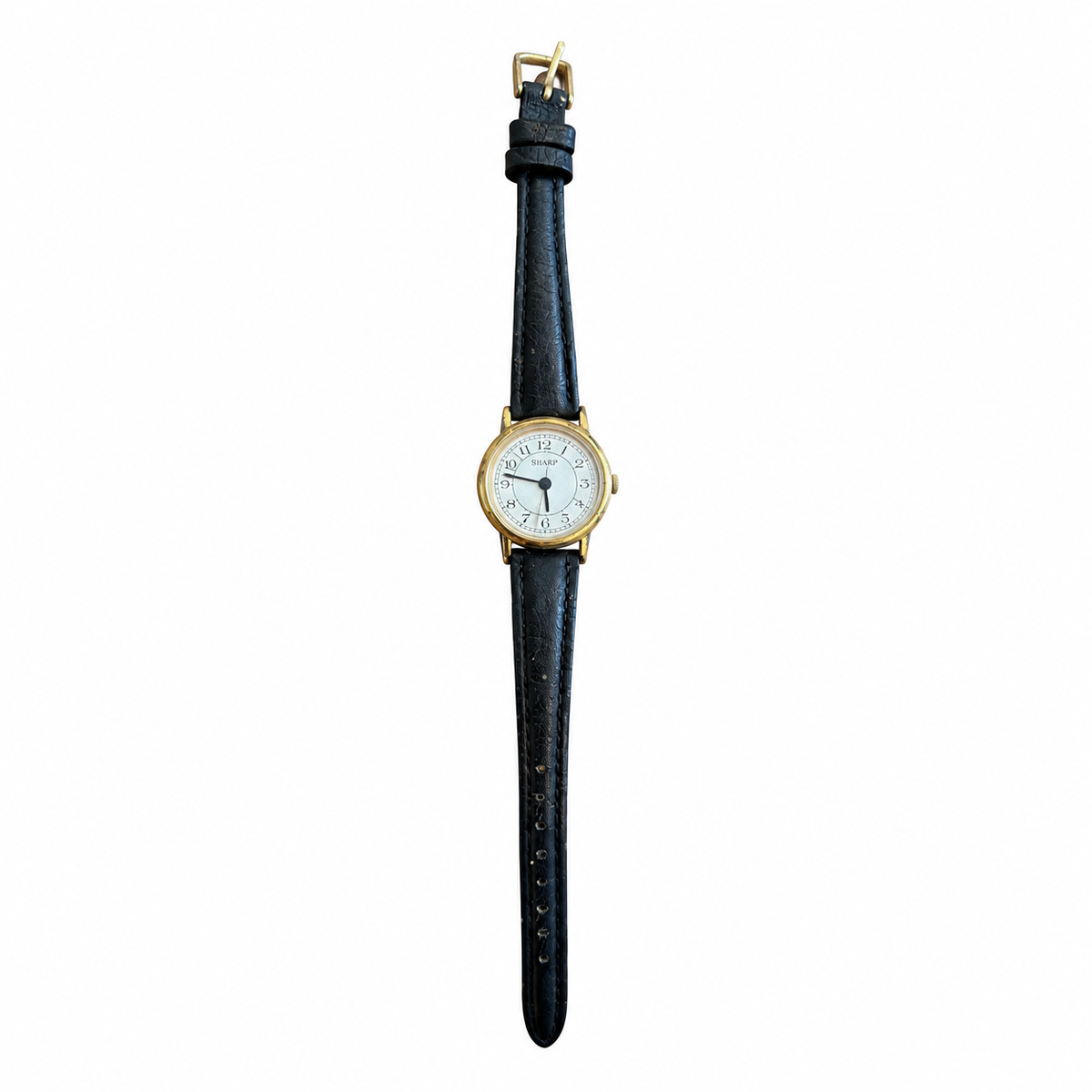Vintage Sharp Arabic Numeral Quartz Watch - Gold/White Dial - Battery Required