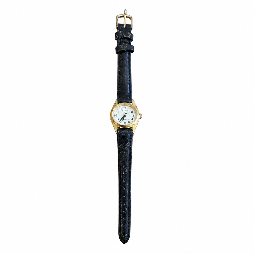 Vintage Sharp Traditional Quartz Watch - Gold/White Dial - Battery Required