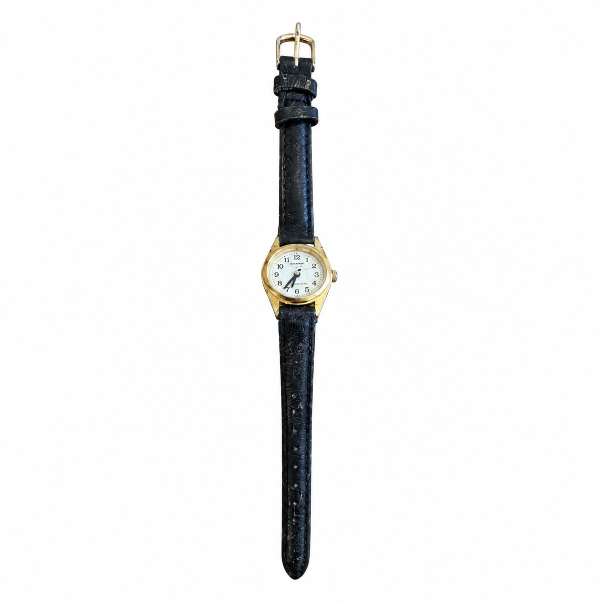 Vintage Sharp Traditional Quartz Watch - Gold/White Dial - Battery Required