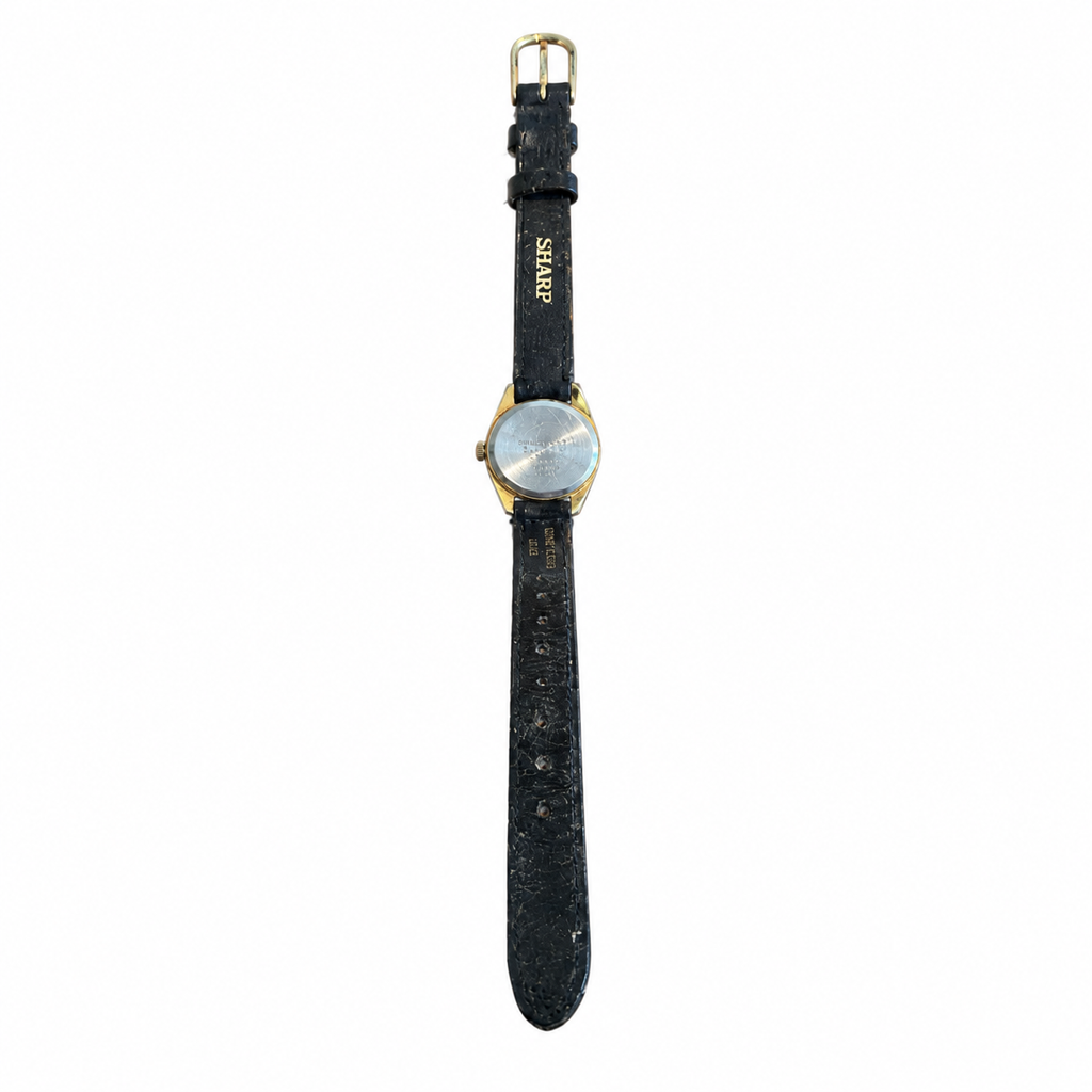Vintage Sharp Traditional Quartz Watch - Gold/White Dial - Battery Required