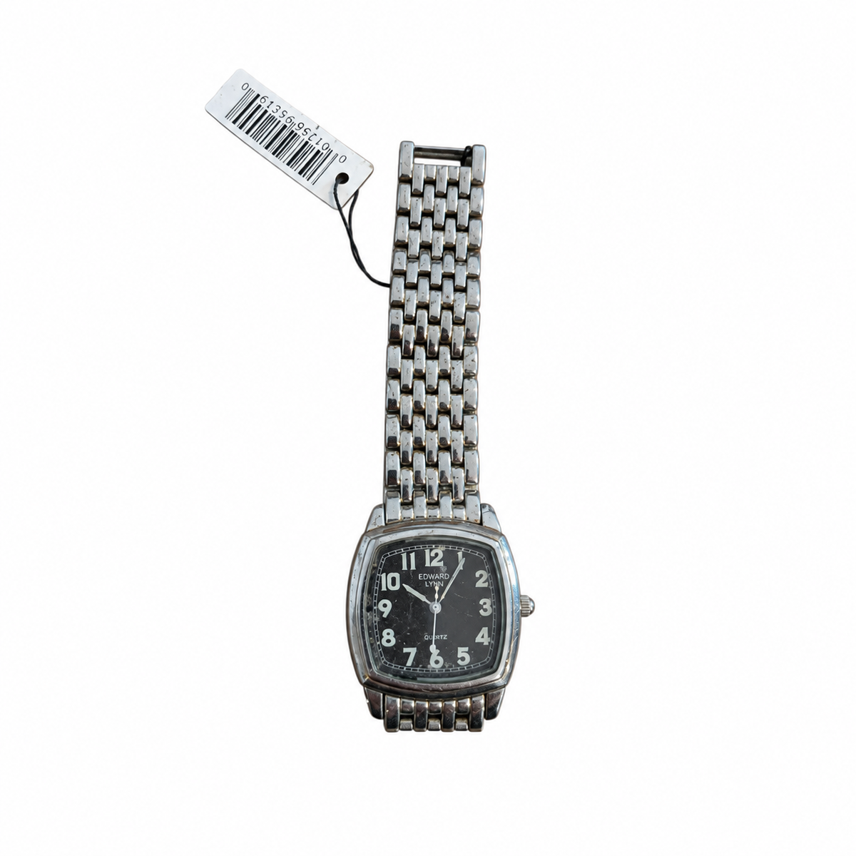 Vintage Edward Lynn Square Bracelet Watch - Silver/Black Dial - Battery Required