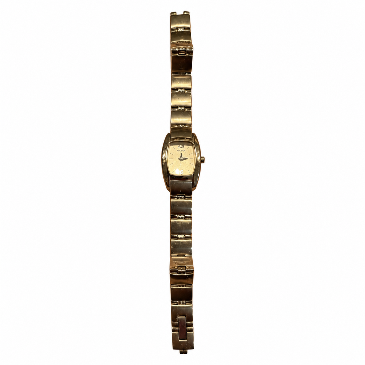 Vintage Pulsar Tonneau Champagne Dial Silver-Tone Bracelet - Battery Required