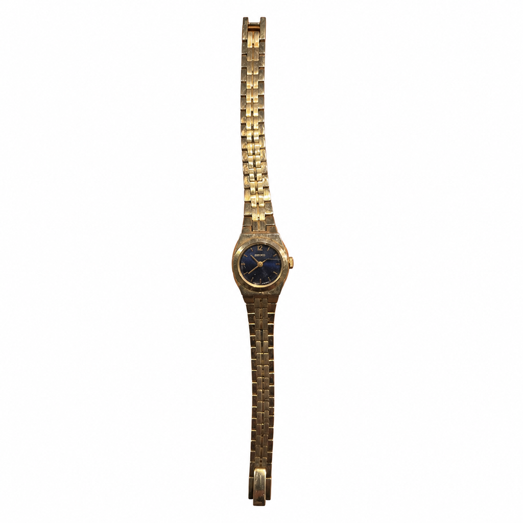 Vintage Seiko Petite Blue Dial Two-Tone Bracelet Watch - Battery Required