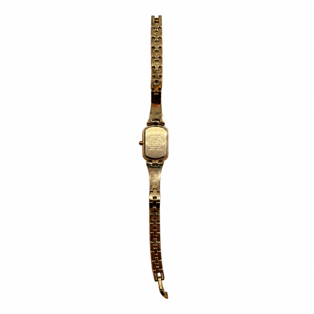 Vintage Citizen Rectangular Crystal-Accent Gold-Tone - Battery Required