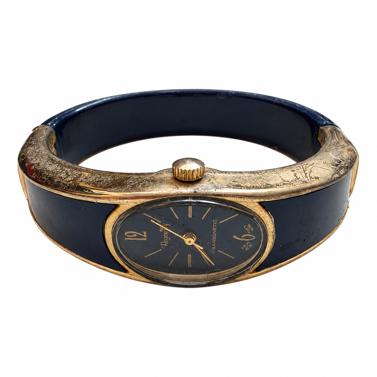 Vintage Regency Blue Oval Antimagnetic Mechanical Watch - Requires Winding