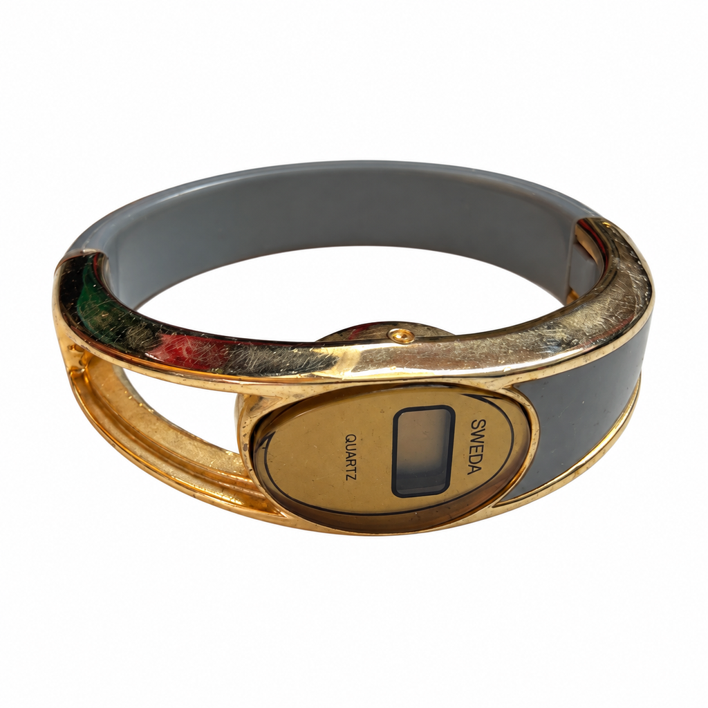 Vintage Sweda Oval Digital Bangle Quartz Watch - Requires a Battery