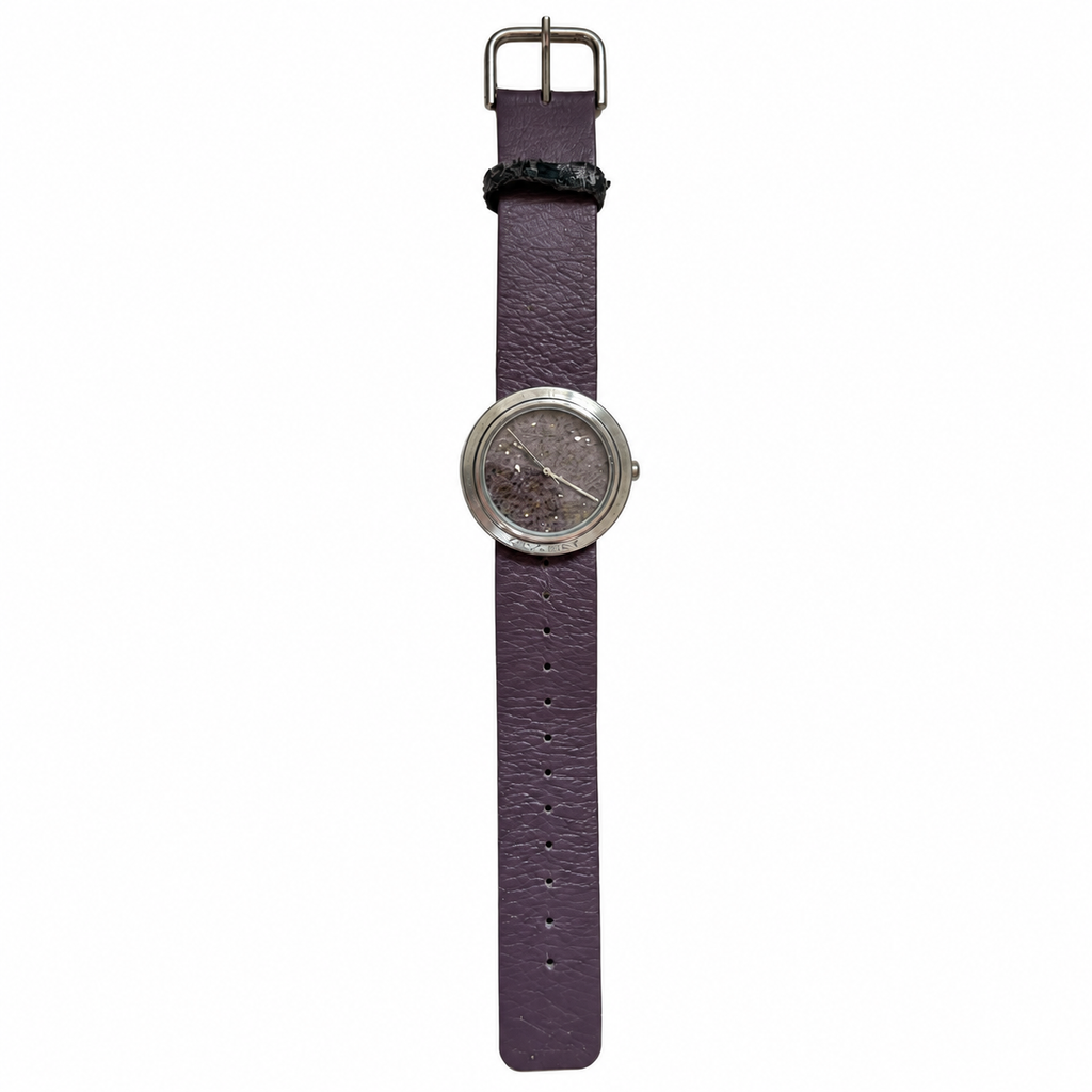 Vintage-Style Purple Stone-Dial Quartz Watch - Requires a Battery