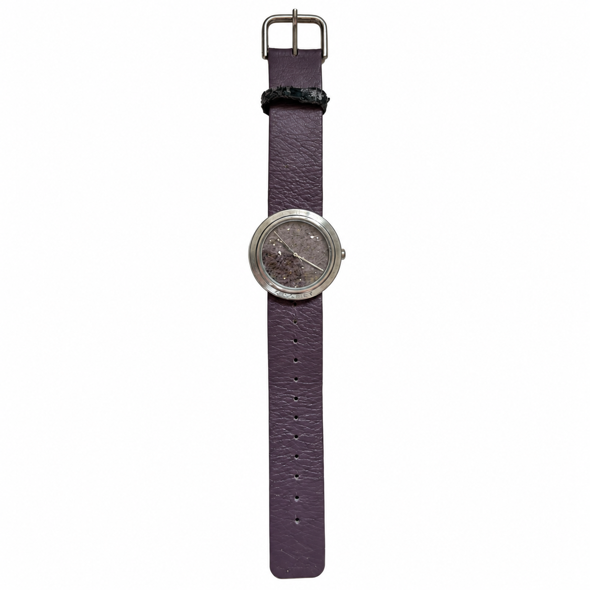Vintage-Style Purple Stone-Dial Quartz Watch - Requires a Battery
