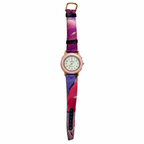 Vintage Giordano Pink Bezel Floral Quartz Watch - Requires a Battery