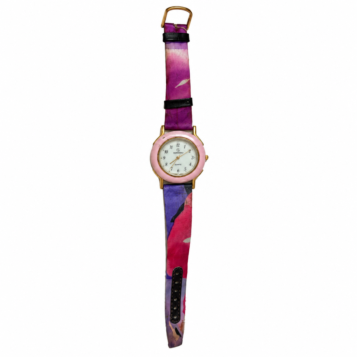 Vintage Giordano Pink Bezel Floral Quartz Watch - Requires a Battery