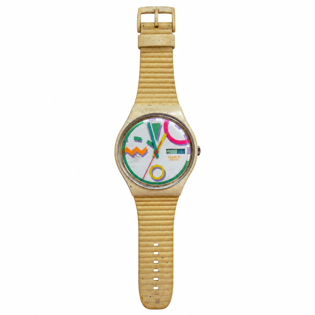 Vintage Swatch Swiss Geometric Date Quartz Watch - Requires a Battery