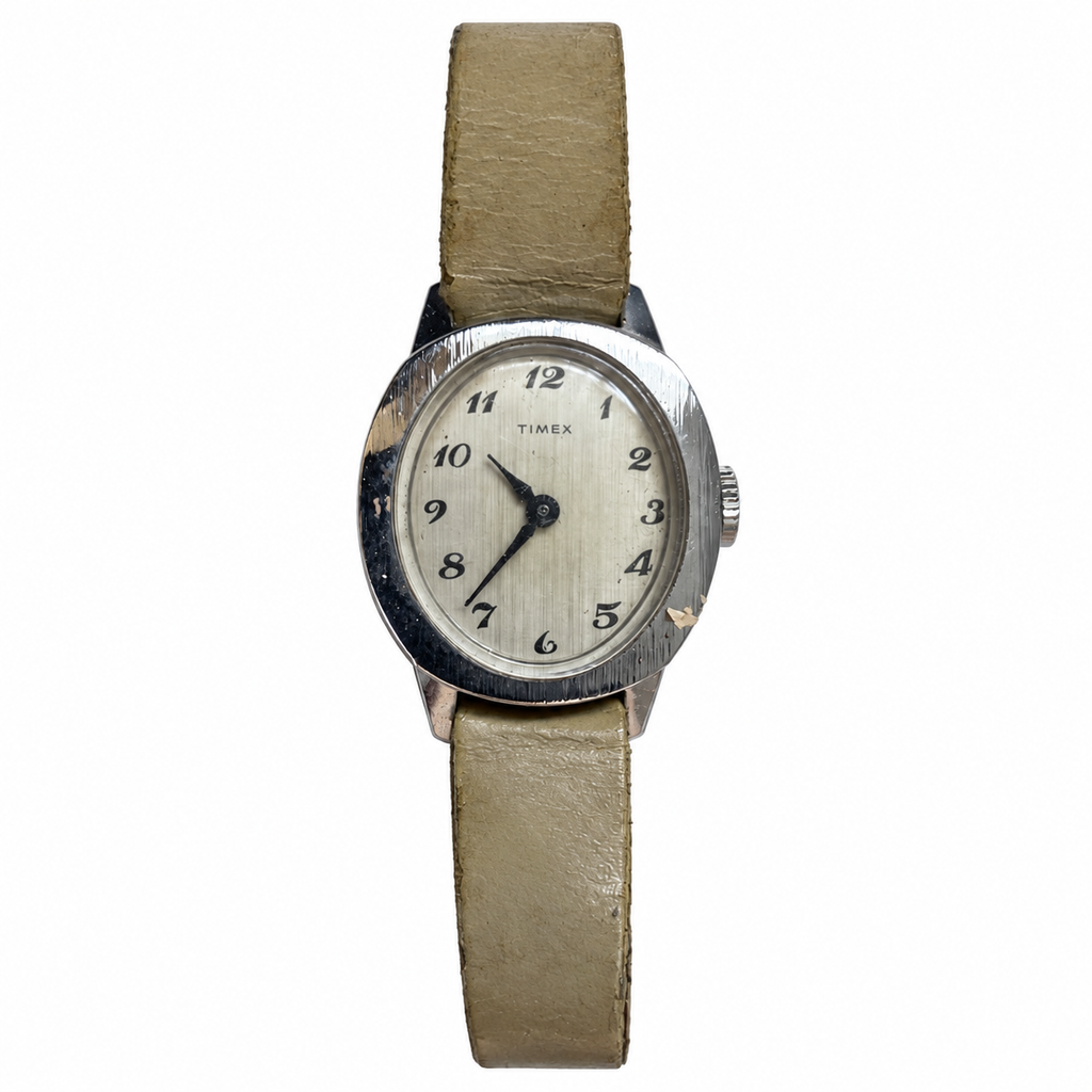 Vintage Timex Oval Silver Dial Mechanical Watch - Requires Winding