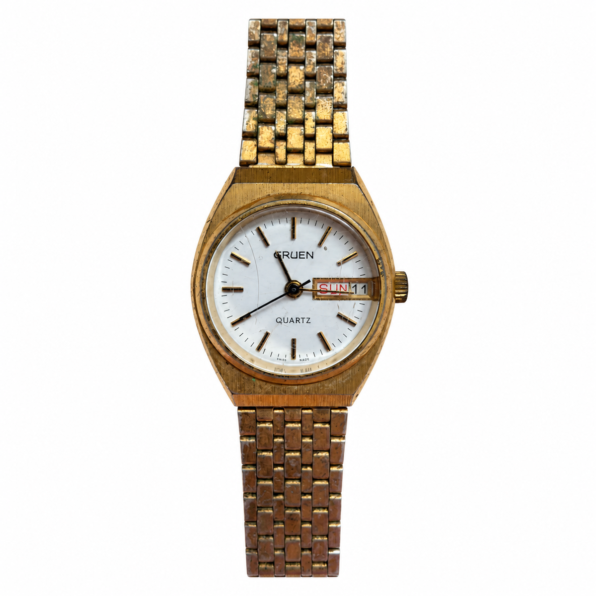 Vintage Gruen Day-Date Quartz Bracelet Watch - Requires a Battery