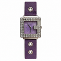 Vintage Da Vinci Rhinestone Purple Quartz Cuff Watch - Requires a Battery