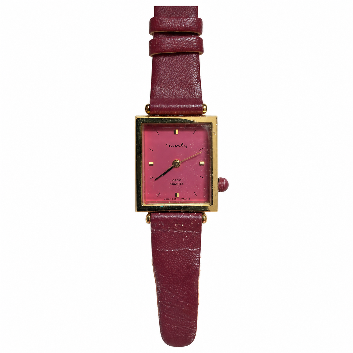 Vintage Casio Burgundy Square Quartz Watch - Requires a Battery