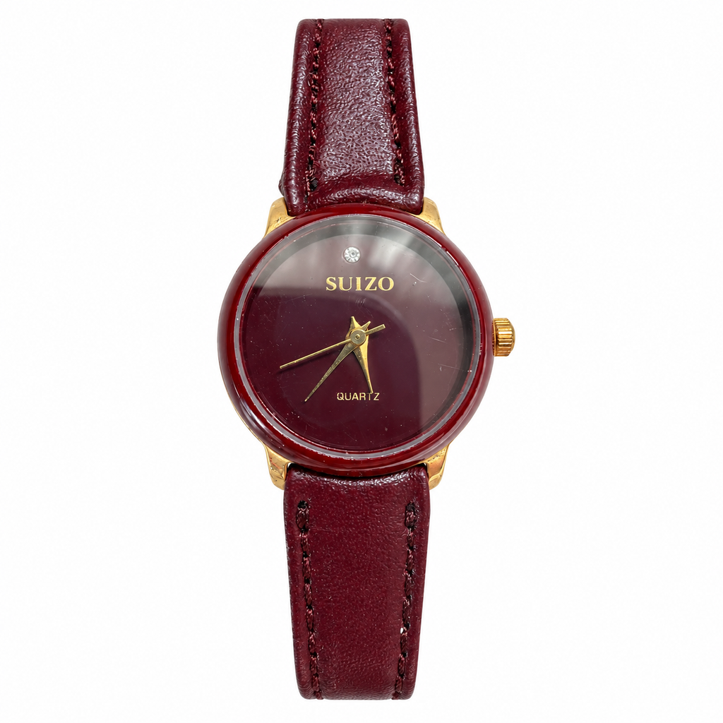 Vintage Suizo Burgundy Quartz Dress Watch - Requires a Battery