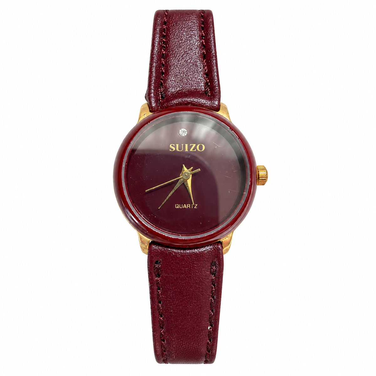 Vintage Suizo Burgundy Quartz Dress Watch - Requires a Battery