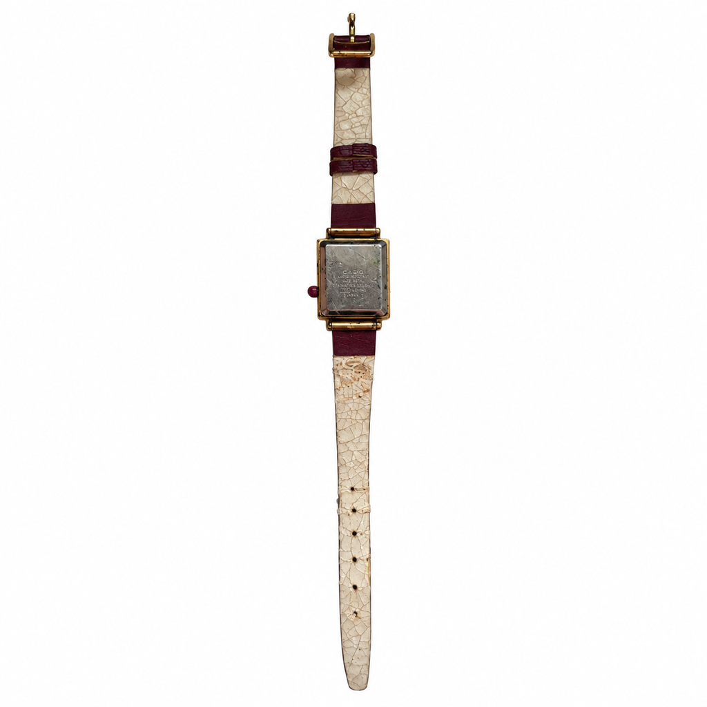 Vintage Casio Burgundy Square Quartz Watch - Requires a Battery