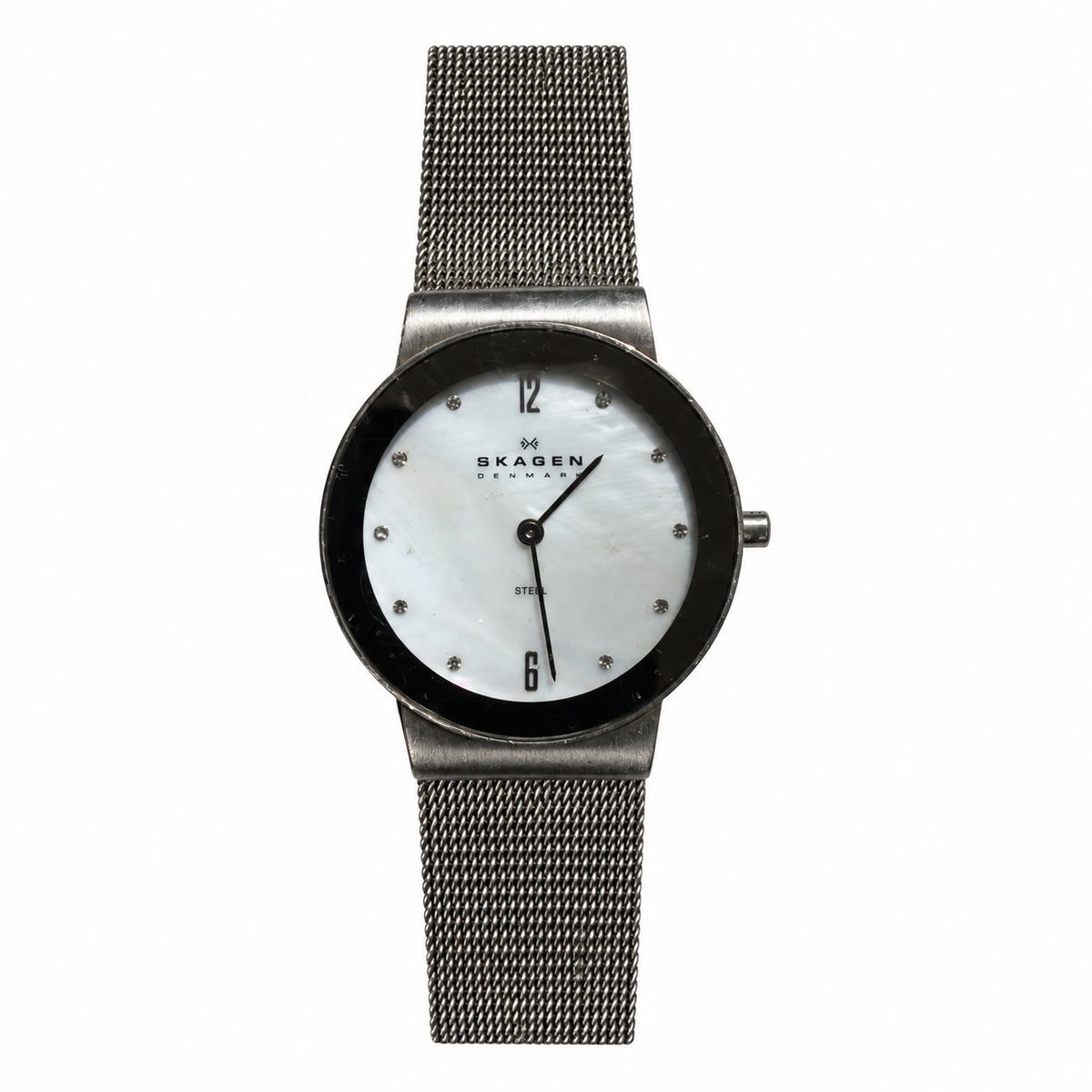Vintage Skagen Denmark Mother-of-Pearl Crystal Dial Quartz Watch - Requires a Battery