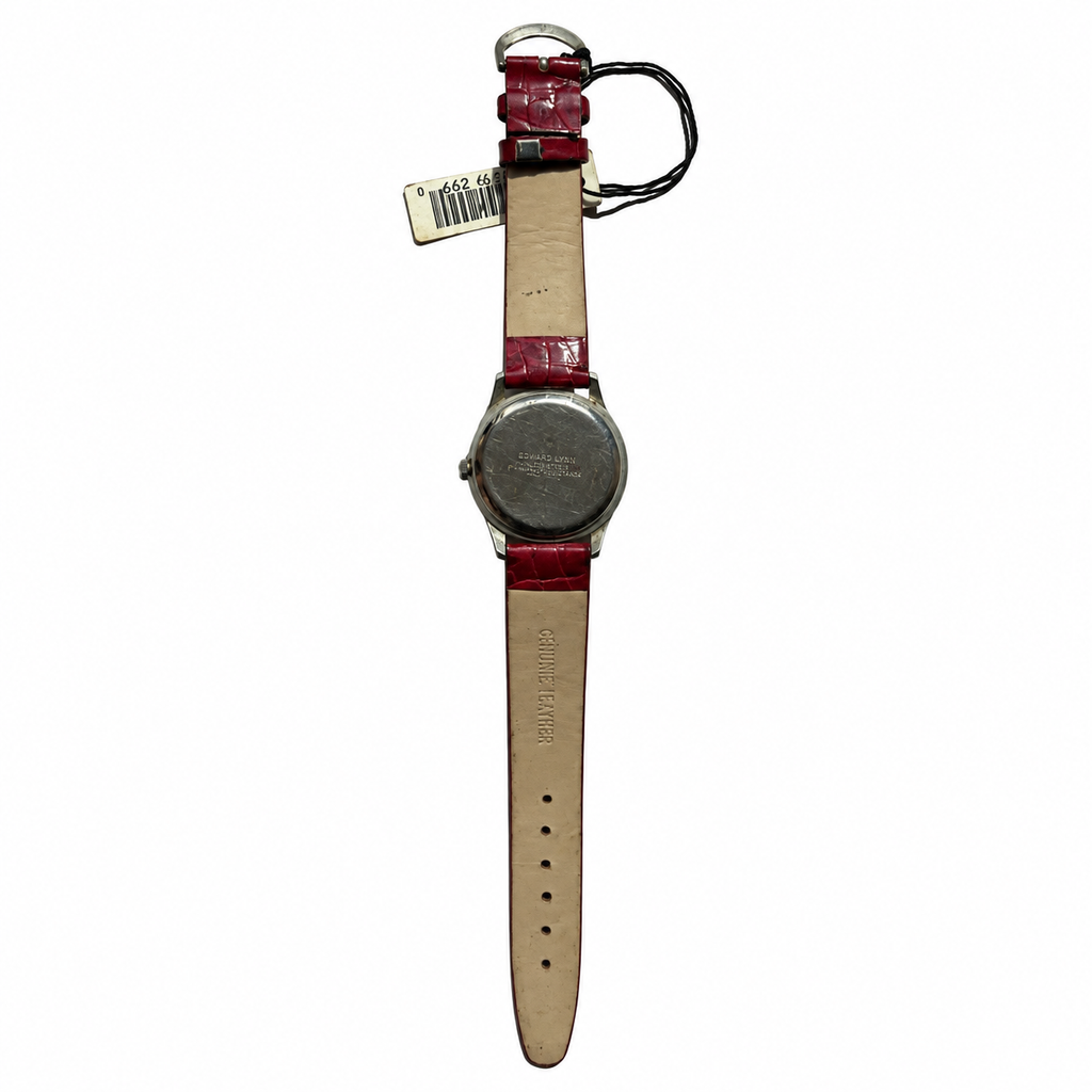 Vintage Edward Lynn Concentric Dial Quartz Watch with Red Strap - Requires a Battery