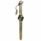 Vintage Edward Lynn Silver Dial Quartz Watch with Beige Strap - Requires a Battery