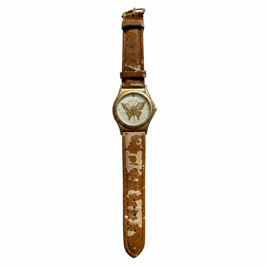 Vintage Edward Lynn Butterfly Crystal Accent Quartz Watch - Requires a Battery