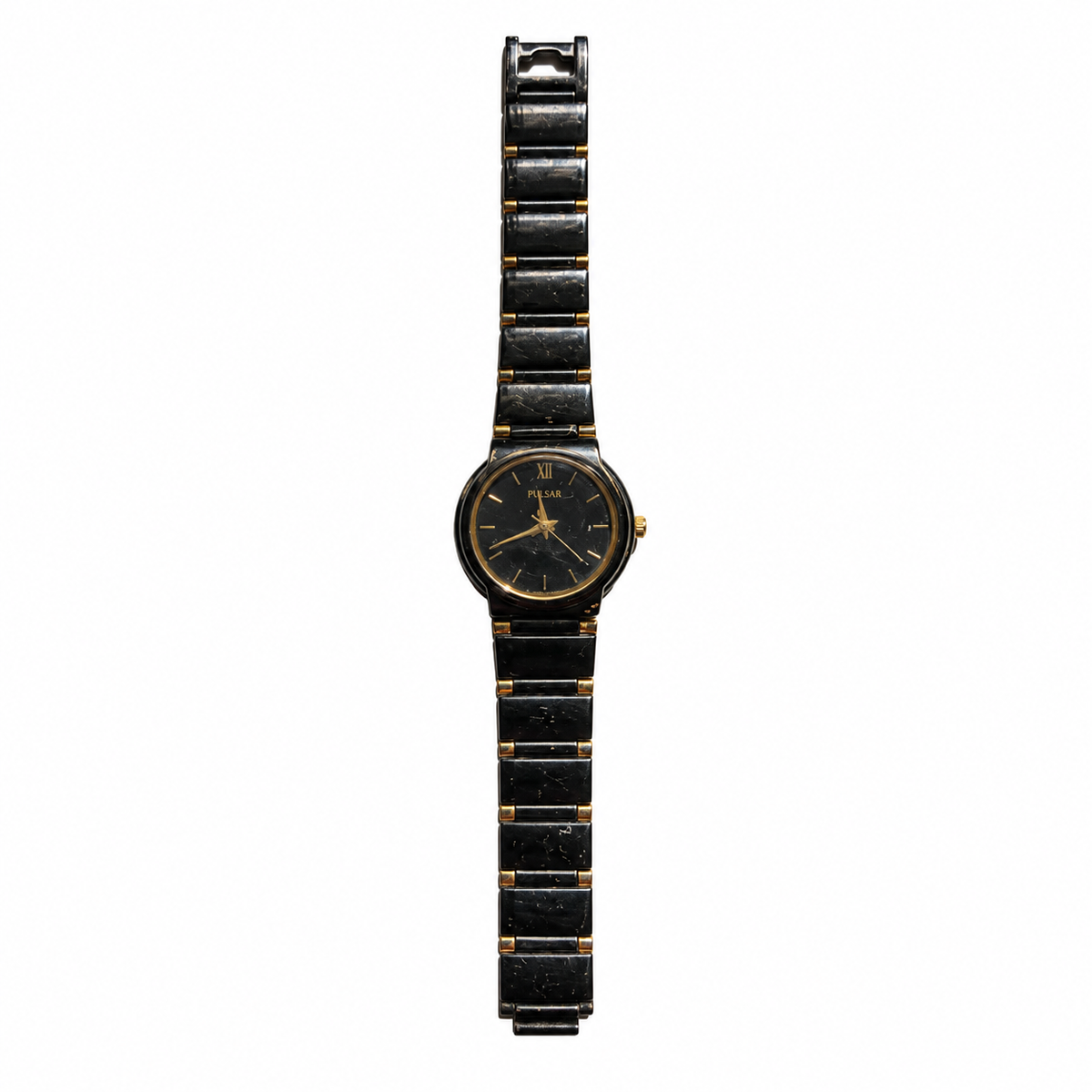 Vintage Pulsar Black and Gold Quartz Bracelet Watch - Requires a Battery