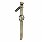 Vintage Edward Lynn Silver Dial Quartz Watch with Beige Strap - Requires a Battery