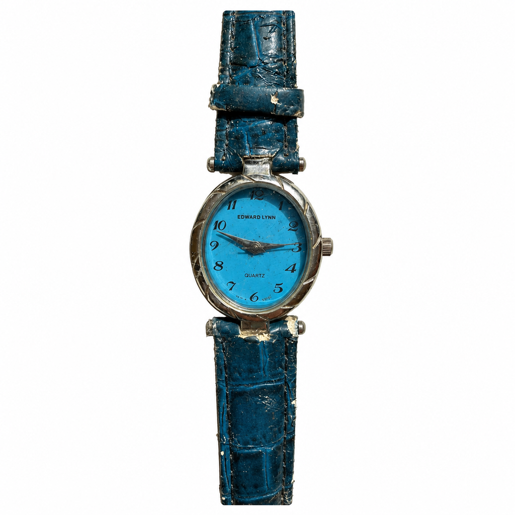 Vintage Edward Lynn Blue Oval Dial Quartz Watch - Requires a Battery