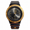 Vintage Sergio Valente Black and Gold Quartz Bracelet Watch - Requires a Battery