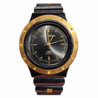 Vintage Sergio Valente Black and Gold Quartz Bracelet Watch - Requires a Battery