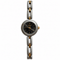 Vintage Edward Lynn Petite Black Dial Two-Tone Quartz Watch - Requires a Battery