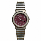 Vintage Edward Lynn Burgundy Dial Expansion Bracelet Quartz Watch - Requires a Battery