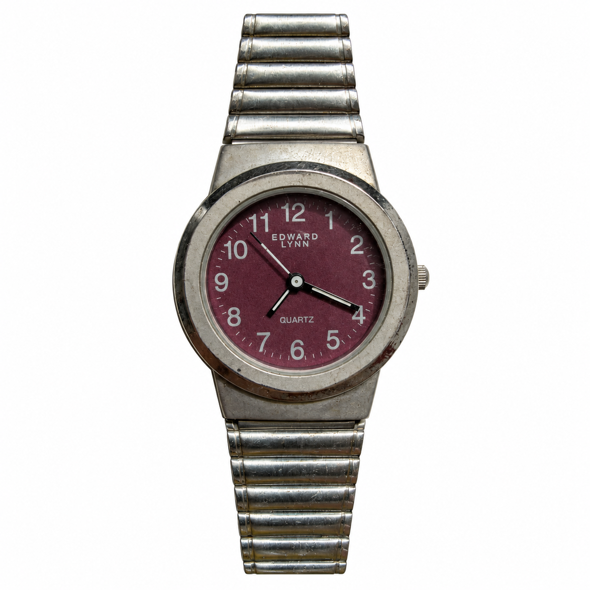 Vintage Edward Lynn Burgundy Dial Expansion Bracelet Quartz Watch - Requires a Battery