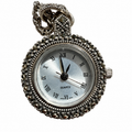 Vintage Ornate Silver-Tone Roman Numeral Pendant Quartz Watch - Requires a Battery