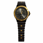 Vintage Sergio Valente Black and Gold Quartz Bracelet Watch - Requires a Battery