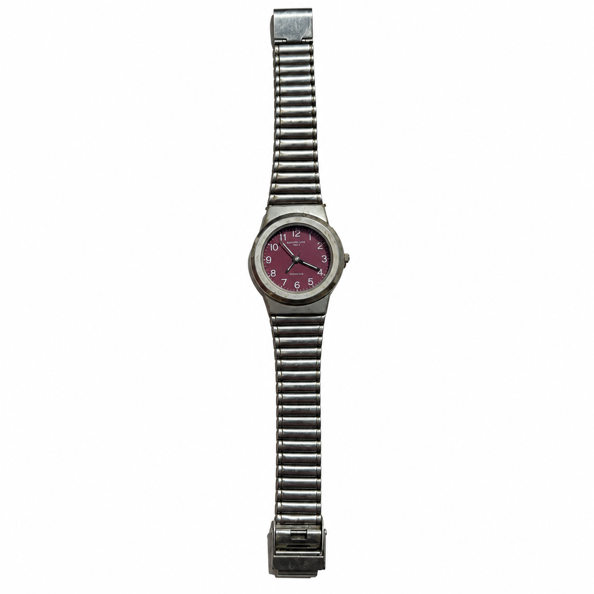 Vintage Edward Lynn Burgundy Dial Expansion Bracelet Quartz Watch - Requires a Battery