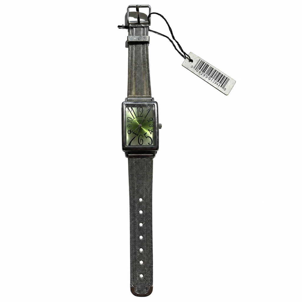 Vintage Edward Lynn Green Distorted Numeral Mesh Quartz Watch - Requires a Battery