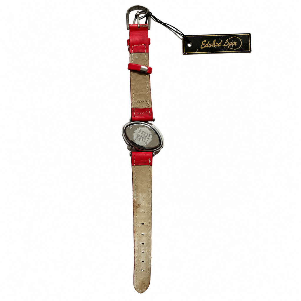 Vintage Edward Lynn Red Asymmetrical Quartz Watch - Requires a Battery
