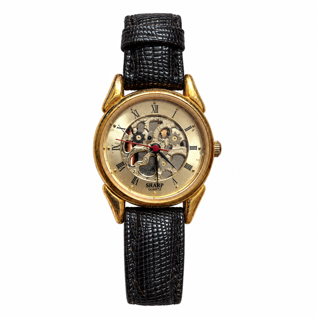 Vintage Sharp Skeleton-Style Roman Numeral Quartz Watch - Requires a Battery