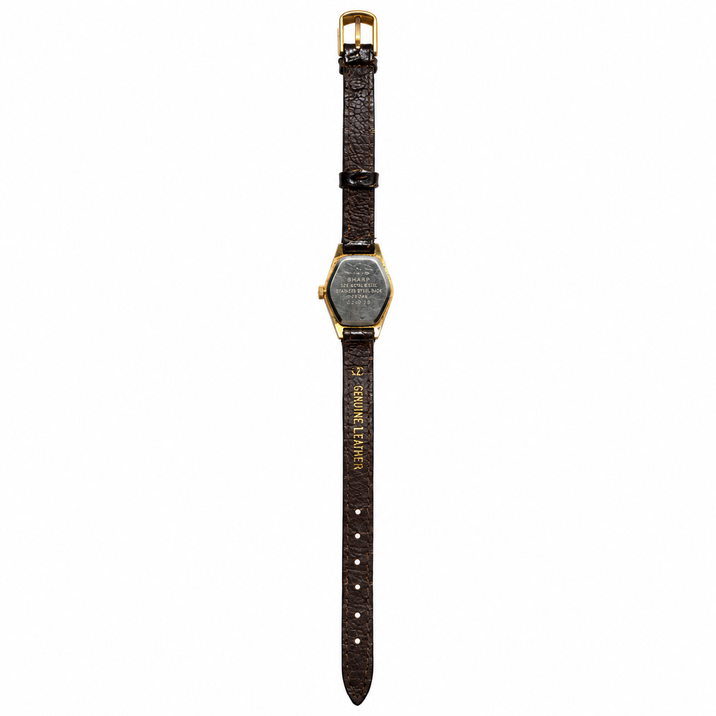 Vintage Sharp Textured Gold-Tone Quartz Watch - Requires a Battery