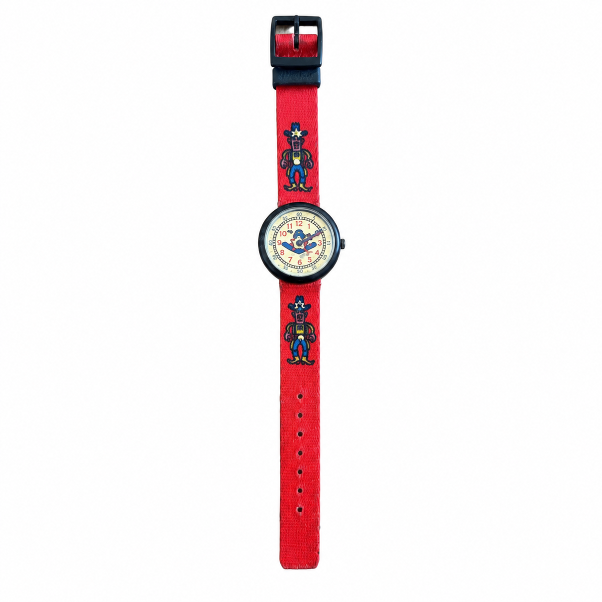 Vintage Disney Goofy Cowboy Time Teacher Watch - Red Fabric - Battery Required