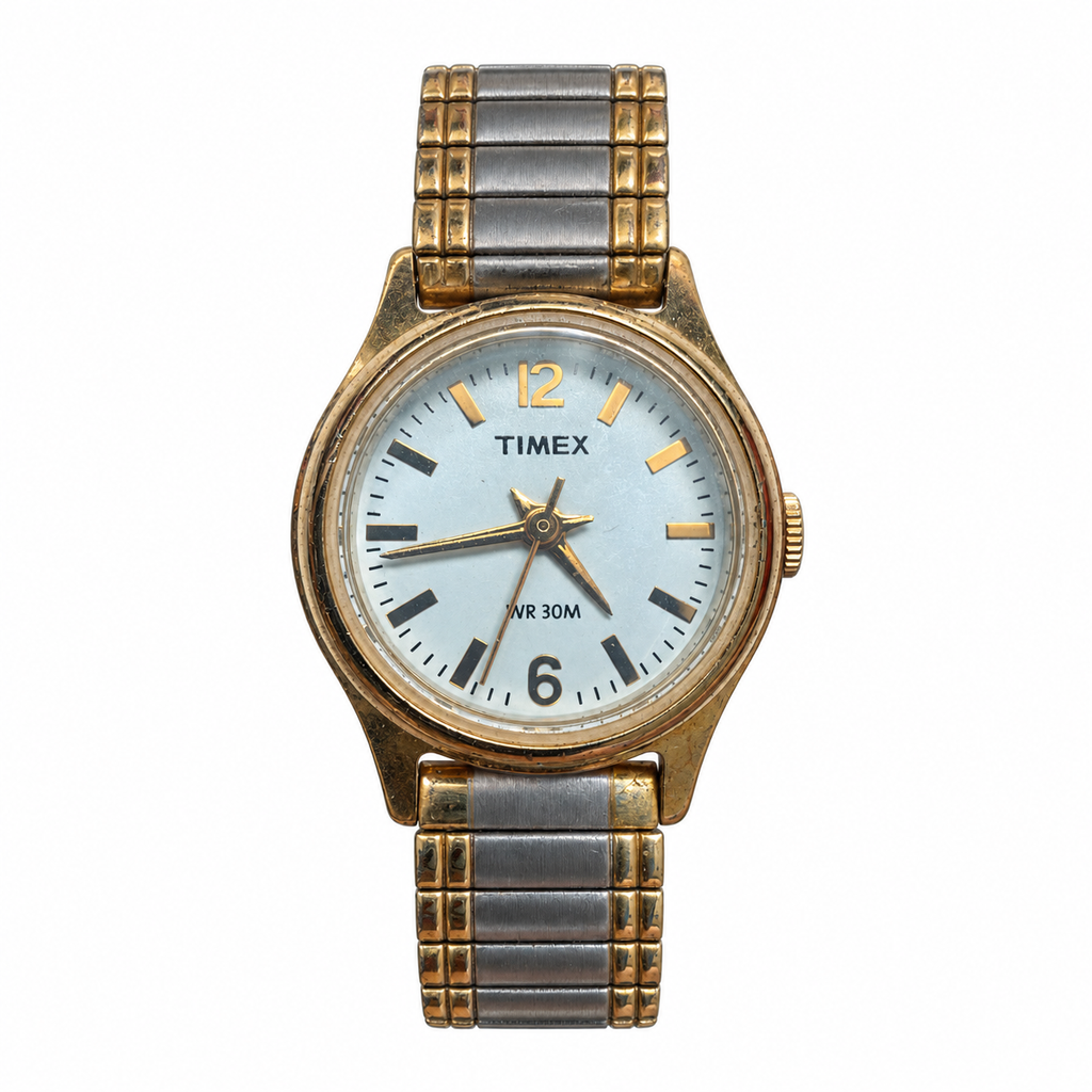 Vintage Timex WR 30M Two-Tone Quartz Bracelet Watch - Requires a Battery