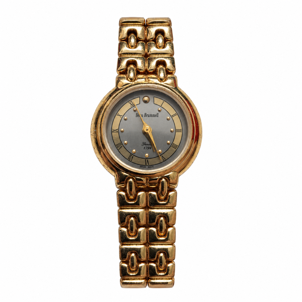 Vintage Beau Brummell Roman Numeral Gold-Tone Quartz Watch - Requires a Battery