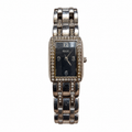 Vintage Relic Crystal Bezel Black Dial Quartz Bracelet Watch - Requires a Battery