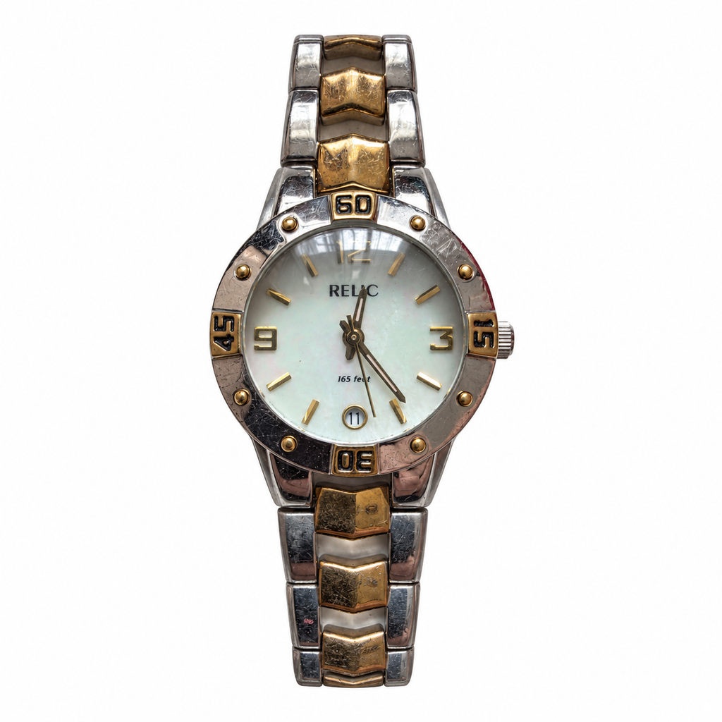 Vintage Relic 165 Feet Two-Tone Date Quartz Watch - Requires a Battery