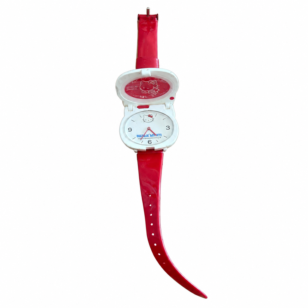 Vintage Sanrio Hello Kitty Flip-Top Locket Watch - Red & - Battery Required