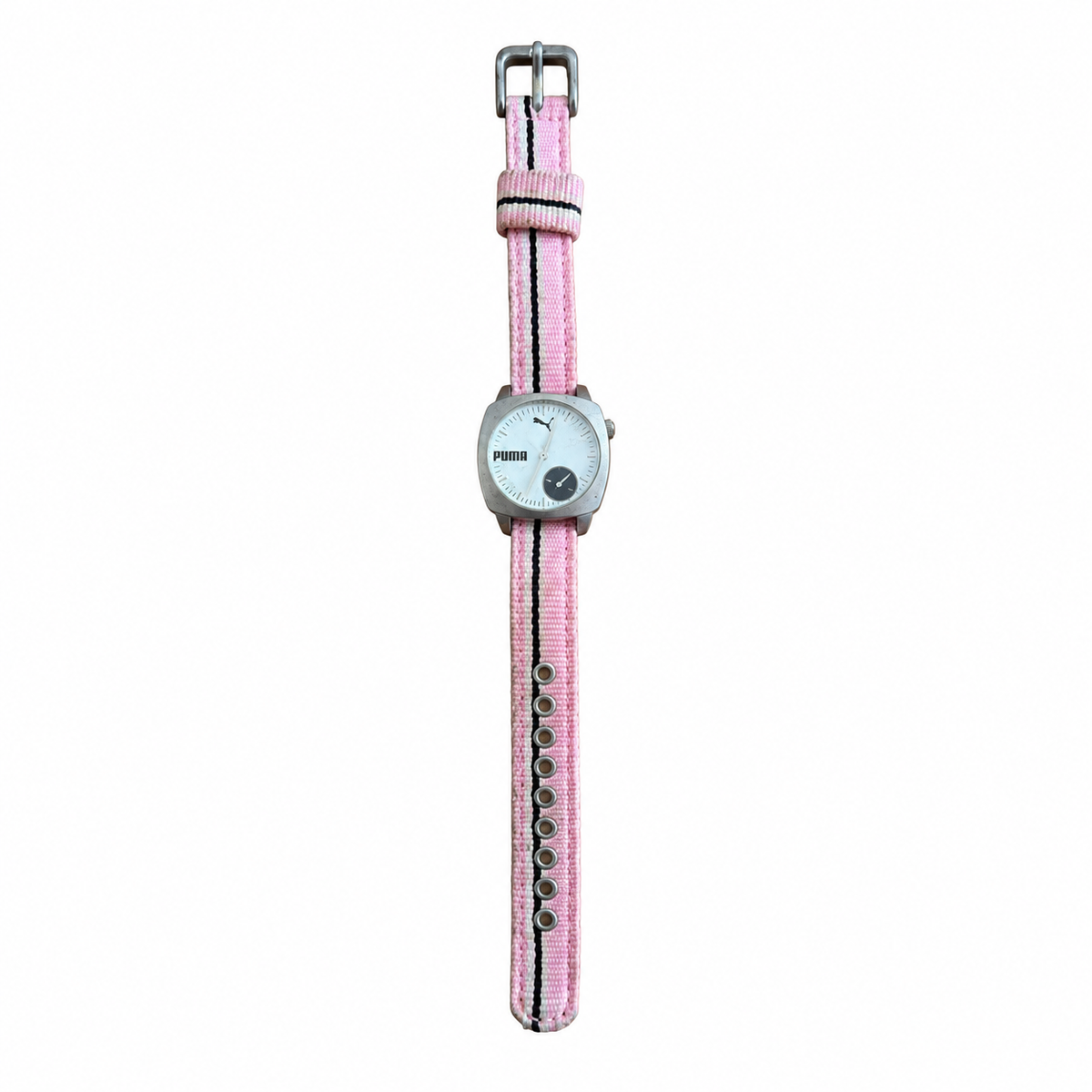 Vintage Puma Ladies Watch 805 - Silver Dial & Pink Strap - Battery Required