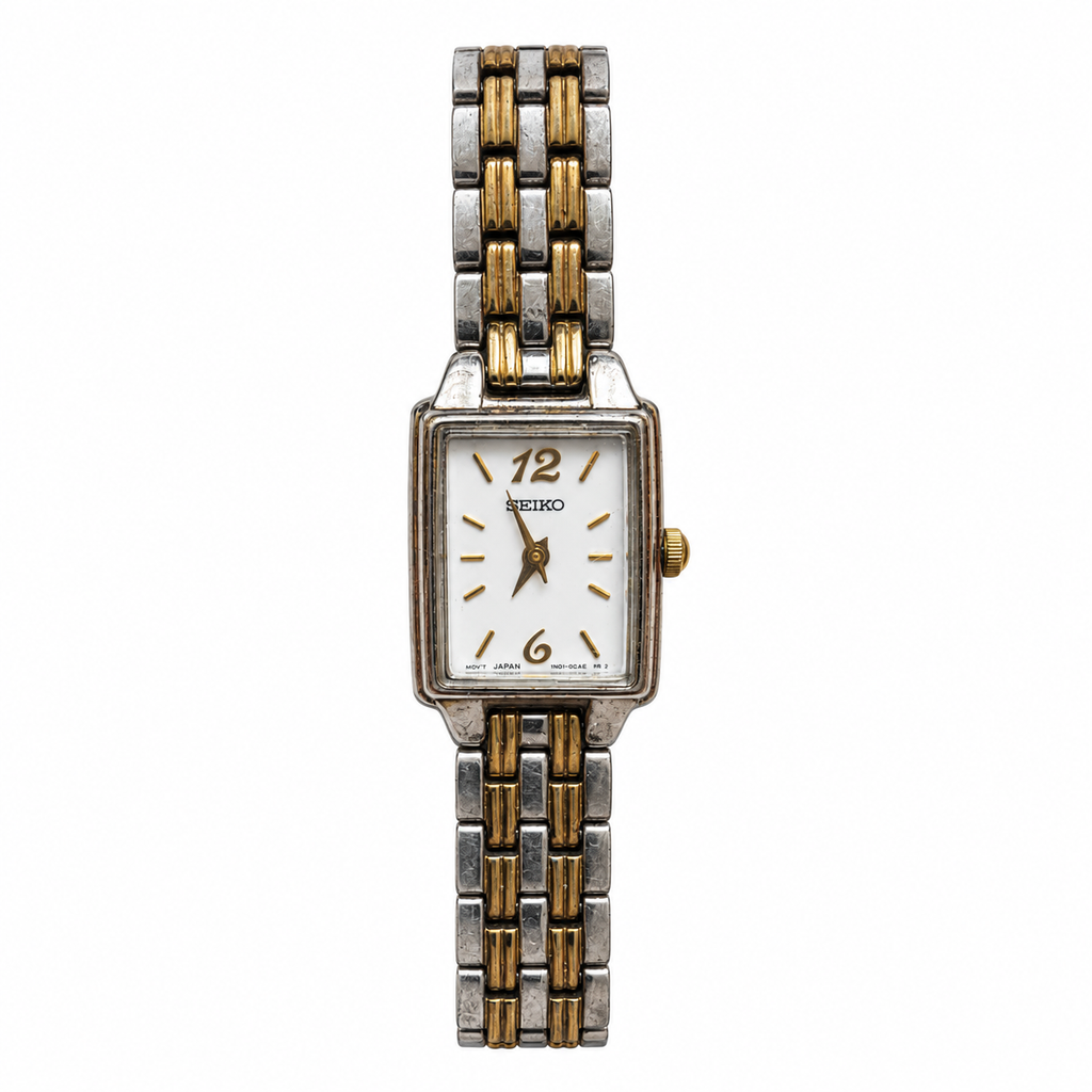 Vintage Seiko Rectangular Two-Tone Quartz Bracelet Watch - Requires a Battery